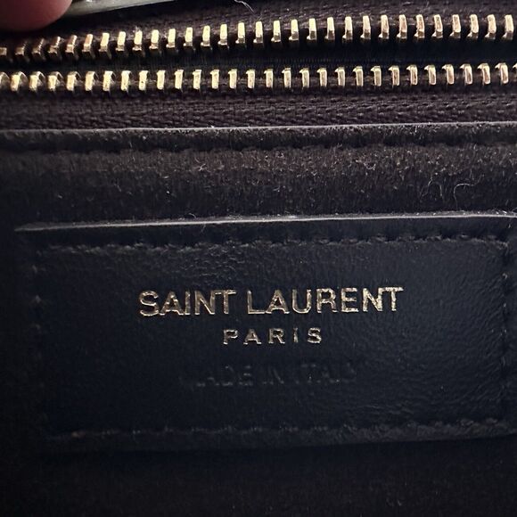 Saint Laurent Le Carre Leather Satchel Shoulder Bag Women's HTF Green Authentic - Picture 10 of 11